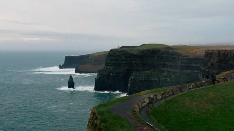 Aerial of the Cliffs of Moher, Ireland Stock Footage 123440991