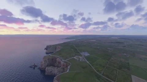 Aerial of Cliffs of Moher at sunrise. County Clare. Ireland Stock Footage 327519319