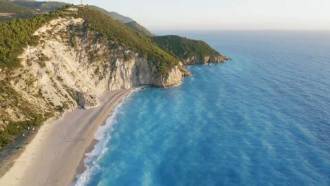 Aerial of cliffs over sea Stock-Footage 320468680