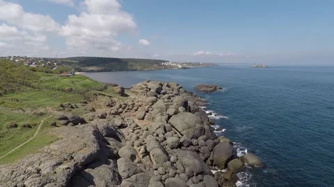 Aerial cliffs by sea Stock Footage 194841234