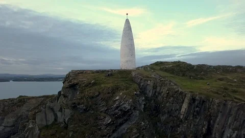 Aerial of clifftop lighthouse Stock Footage 129319287