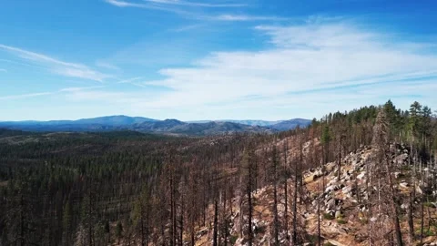 An aerial climbing view of a small peak with blue sky and clouds Stock Footage 296920184
