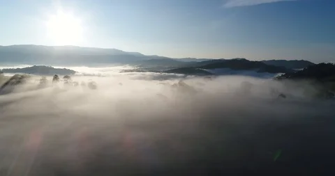 Aerial clip above clouds in a rural valley of Costa Rica Stock Footage 86529862