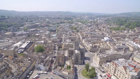 Aerial clip Of Bath part 2, Uk Video stock 90359766
