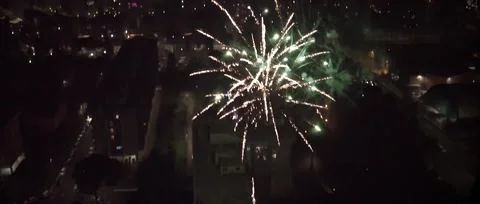 Aerial clip fireworks Stock Footage