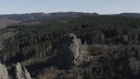 Aerial clockwise around massive rocks in Sauerland, Germany Stock Footage 103476847