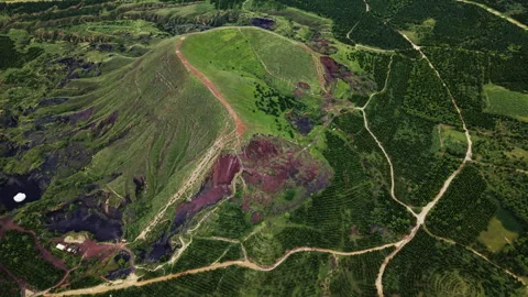 Aerial Clockwise Orbit of Majestic Volcano Cinder Cone Slopes 4K HLG Stock Footage 344006491