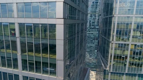 Aerial close up between two skyscraper. Stock Footage 78011428