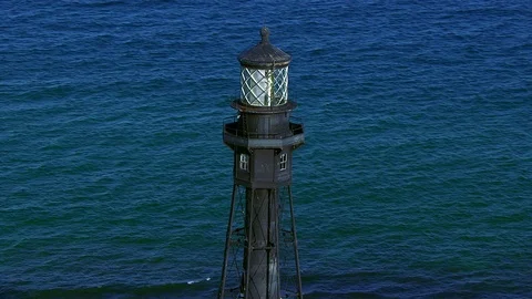 Aerial - Close up circle the lighthouse Stock Footage 94389766