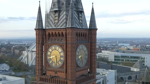 Aerial close-up of Clock Tower Stock Footage 101569316