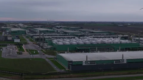 Aerial Close-Up of Data Center Campus Middenmeer Netherlands Stock Footage 325833965