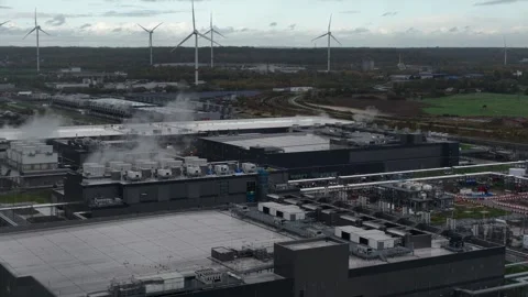 Aerial Close up: Data Center Cooling and Power Consumption Vidéo 321823354