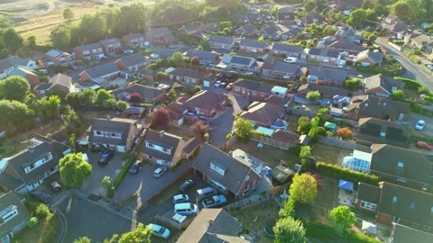 Aerial close up flyover away drone view of Boorley Green Suburb Paris Town in Stock-Footage 342828882