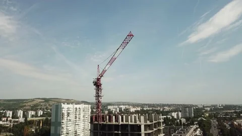 Aerial close in front of windows modern dormitory area houses buildings Stock Footage 137146235