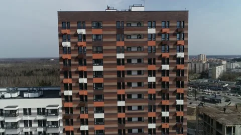Aerial close view of the building under construction. Stock Footage 152640289