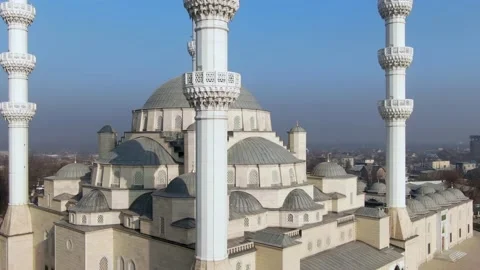 Aerial close up view of the central Mosque, Al-Sarakhsi Stock-Footage 237427230