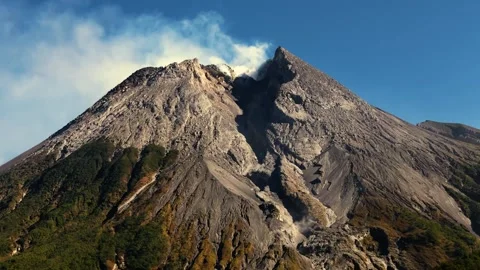 Aerial Close View Merapi Volcano Mountain Java Island Stock Footage 253061364