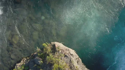Aerial close view of the water forces of the Petrohue Falls - Puerto Varas Stock Footage 139071246