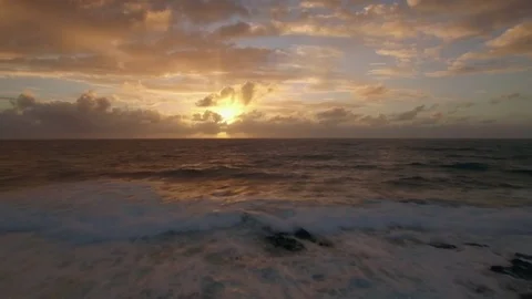 Aerial close up view of water waves near strand in Indian Ocean, Mauritius Stock Footage 70686774
