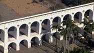 Aerial Close Up View Of White Aqueduct Landmark,Rio De Janeiro Stock Footage