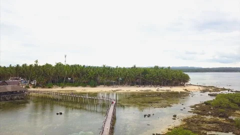 Aerial of Cloud 9 beach surfing spot Video stock 127697283
