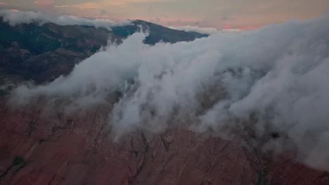 Aerial of cloud over a ridge above a reservoir near Franschhoek Stock Footage 346712456