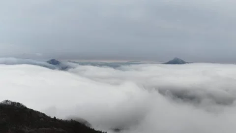 Aerial cloud sea over mountains in Yuexi County Anhui Stock Footage 340217061