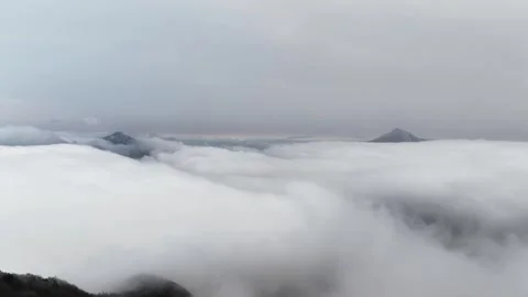 Aerial cloud sea over mountains in Yuexi County Anhui Stock Footage 340217067