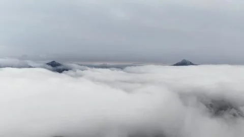 Aerial cloud sea over mountains in Yuexi County Anhui Stock Footage 340217073