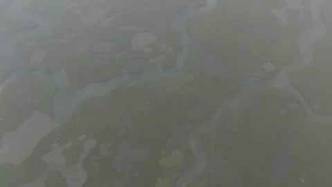 Aerial of Clouds and Salt Marsh on Cape Cod, MA Stock Footage 341586767