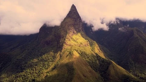 Aerial of Clouds over Mountains In Sapa, Vietnam Stock-Footage 76916734
