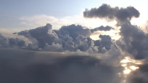 Aerial of clouds over sea sunset Stock Footage 87697903