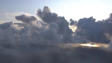 Aerial of clouds over sea sunset Stock Footage 87697923