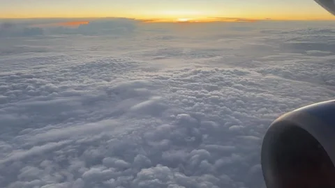 Aerial Cloudscape Seen From Airplane at Sunset Concept of Serenity Stock-Footage 336465049