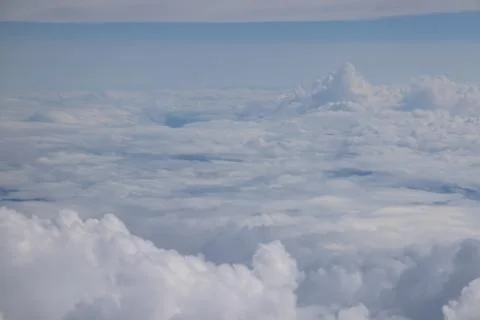 Aerial cloudscape soft fluffy cumulus layers Stock-Fotos