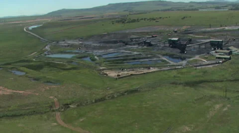 An aerial of coal mine Stock Footage 24655643