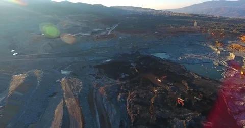 Aerial Coal Mining Pit and Machines, 2017 Stock Footage 71770242