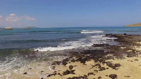 Aerial Coast of the island of Oahu Hawaii. Flying over the waves Stock Footage 59138922