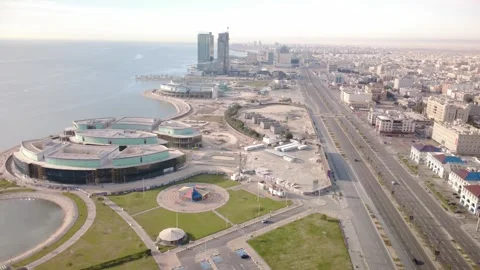 Aerial Coastal Cityscape of Eastern Corniche and Arabian Gulf Al Khobar Stock Footage 336864125