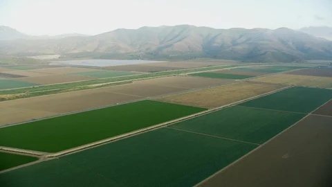 Aerial coastal view of crop fields Oxnard USA Stock Footage 91549936