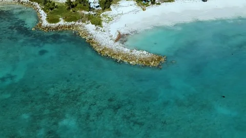 Aerial Coastal View of Smith Point Beach, Grand Bahama Bahamas Stock Footage 98964531
