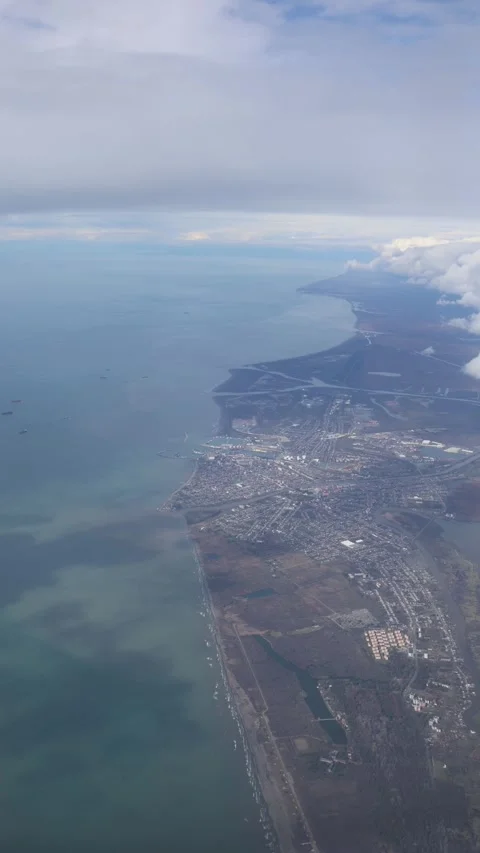 Aerial coastline from airplane Stock Footage 330903728