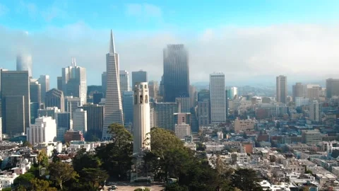 Aerial of Coit Tower Stock Footage 168448927