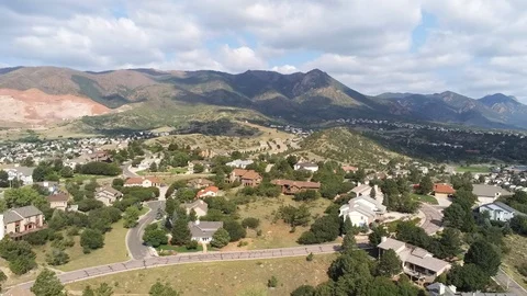 Aerial Colorado Springs CO Mountain Residential Neighborhood Partial Orbit Stock Footage