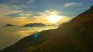 Aerial: Colorful Mountain Landscape At Sunset Stock Footage