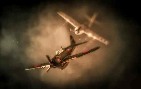 Aerial combat based on attack on Pearl Harbor | US vs. Japan Stockfoto's