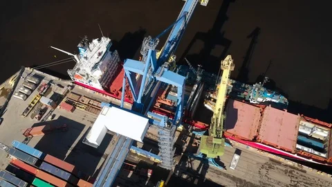 Aerial Commercial port with container sh... | Stock Video | Pond5