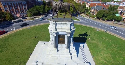 Aerial Confederate Statue Robert E. Lee Stock Footage 81257124