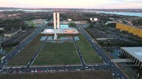 Aerial Congresso e Esplanada dos Ministérios Distrito Federal capital Brazil Stock Footage 63478122