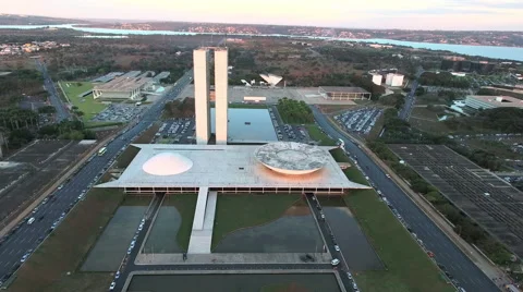 Aerial Congresso e Esplanada dos Ministérios Distrito Federal capital Brazil Stock Footage 63478822